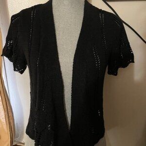 Denver Hayes Crochet Black Shrug Vest size small